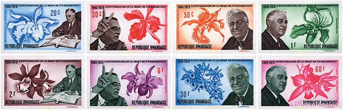 Sellos: 93892 MNH RUANDA 1970 25 ANIVERSARIO DE LA MUERTE DE F. D. ROOSEVELT