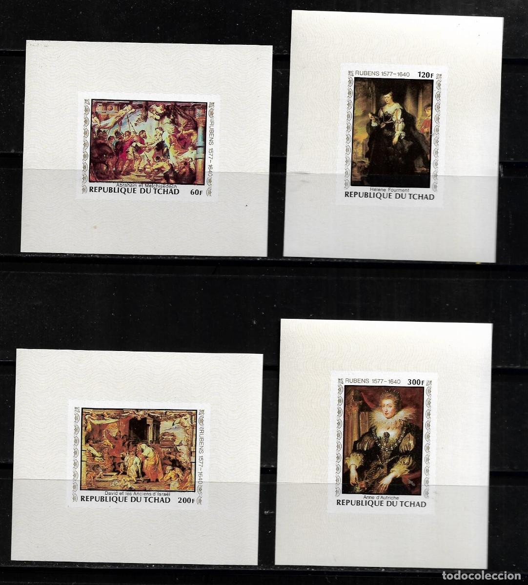 Sellos: TCHAD 1978, Ivert 348/51- PINTURAS DE RUBENS EN HOJAS BLOQUE SIN DENTAR. MNH.