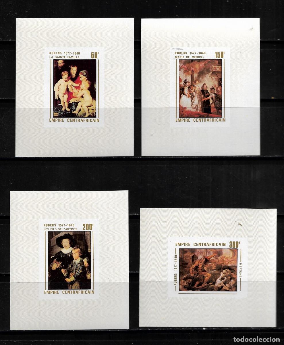 Sellos: CENTROAFRICANA 1977, Ivert 320/23 - PINTURAS DE RUBENS EN HOJAS BLOQUE SIN DENTAR. MNH.