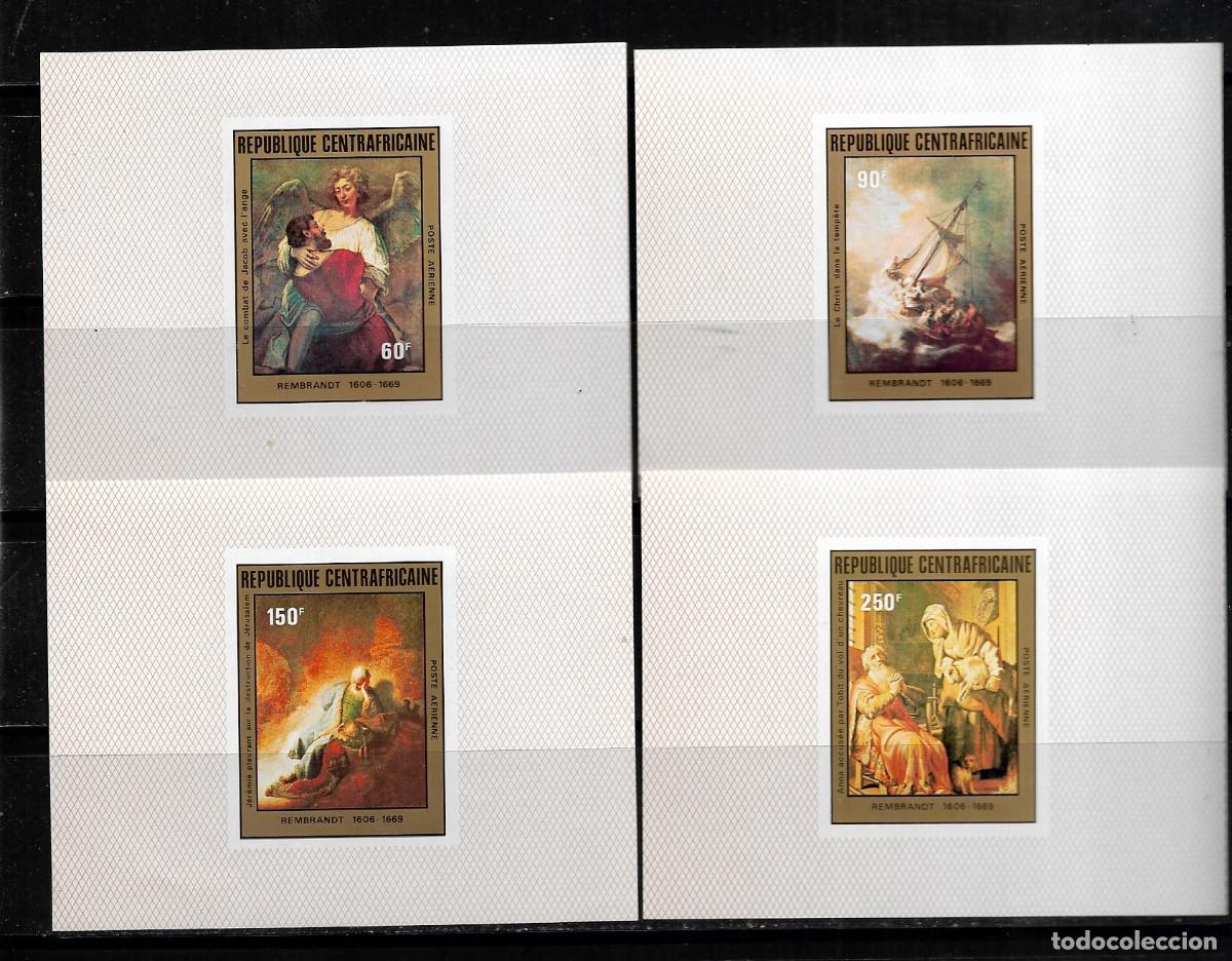 Sellos: CENTROAFRICANA 1981, Ivert A-230/33 - PINTURAS DE REMBRANDT EN HOJAS BLOQUE SIN DENTAR. MNH.