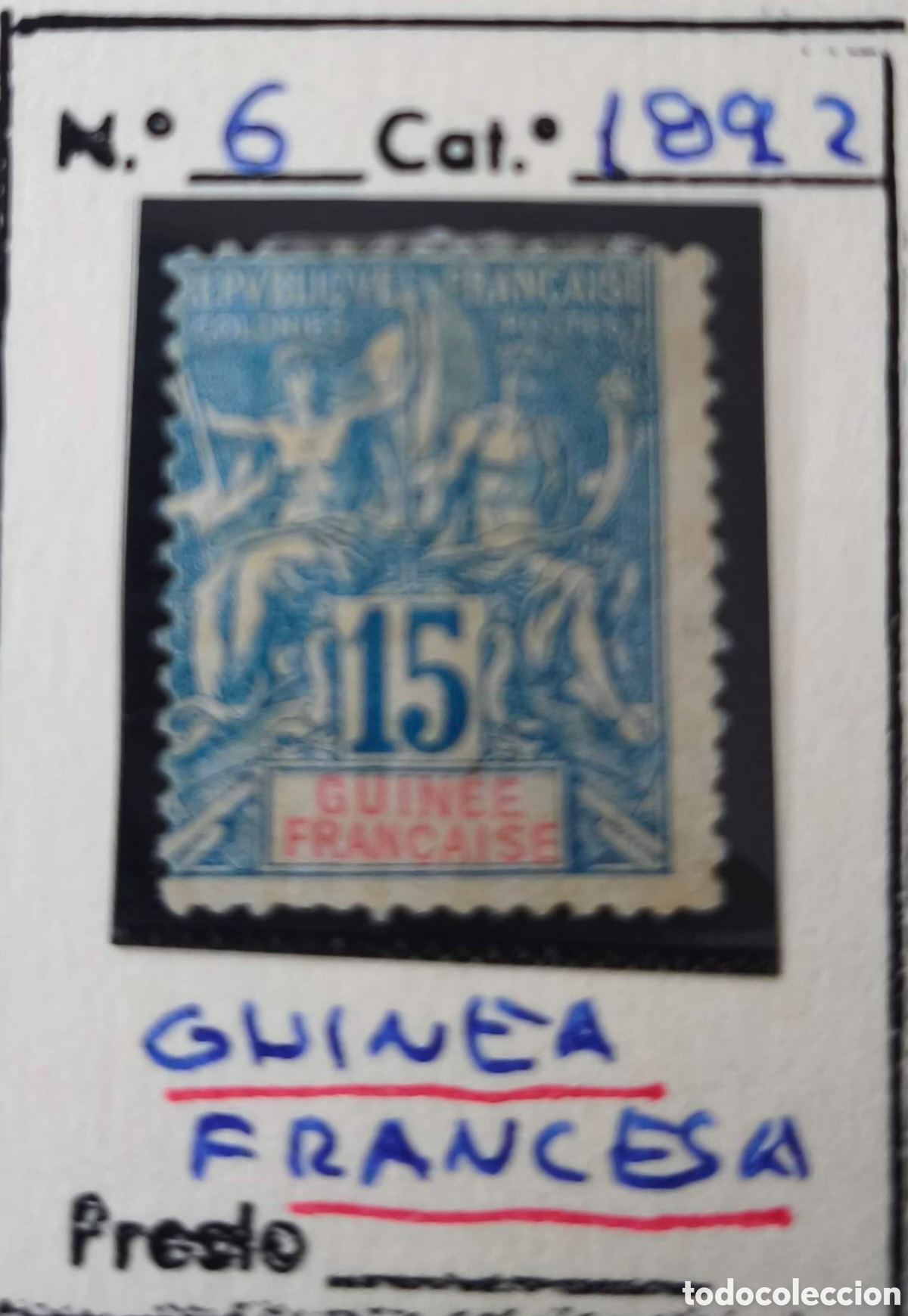 Sellos: Guinea francesa. 1892. 15 c&eacute;ntimos
