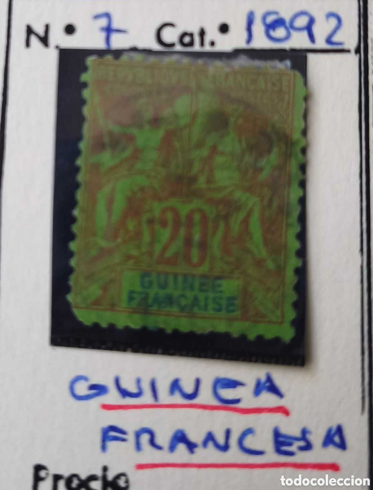 Sellos: Guinea francesa. 1892. 20 c&eacute;ntimos