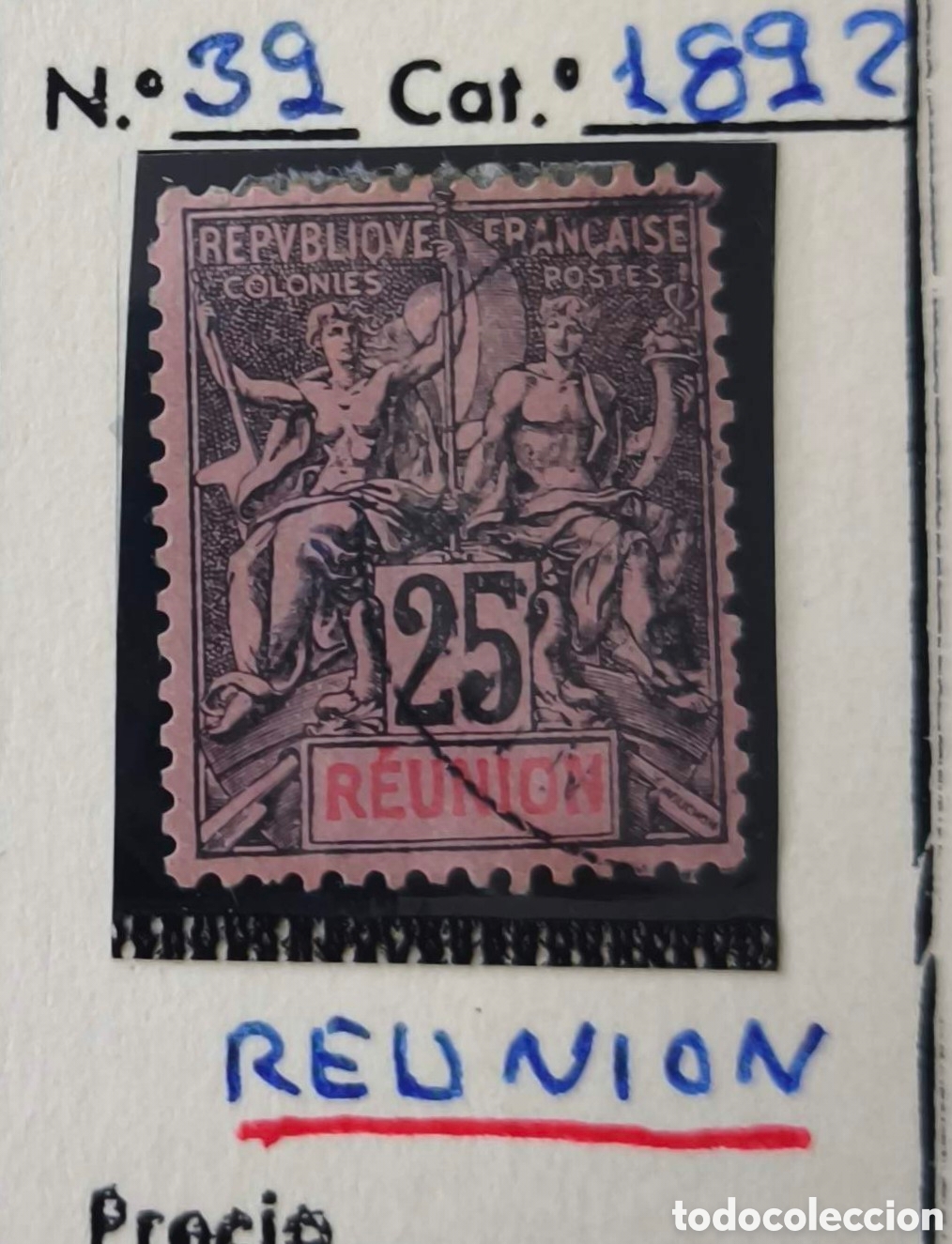 Sellos: Reuni&oacute;n. 1892. 25 c&eacute;ntimos