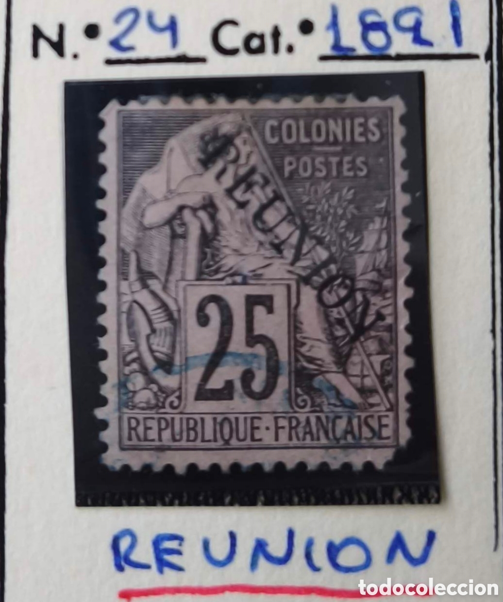 Sellos: Reuni&oacute;n. 1891. 25 c&eacute;ntimos