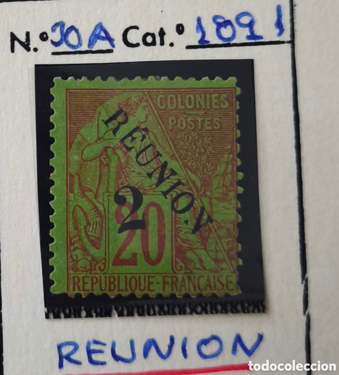 Sellos: Reuni&oacute;n. 1891. 2 c&eacute;ntimos en 20