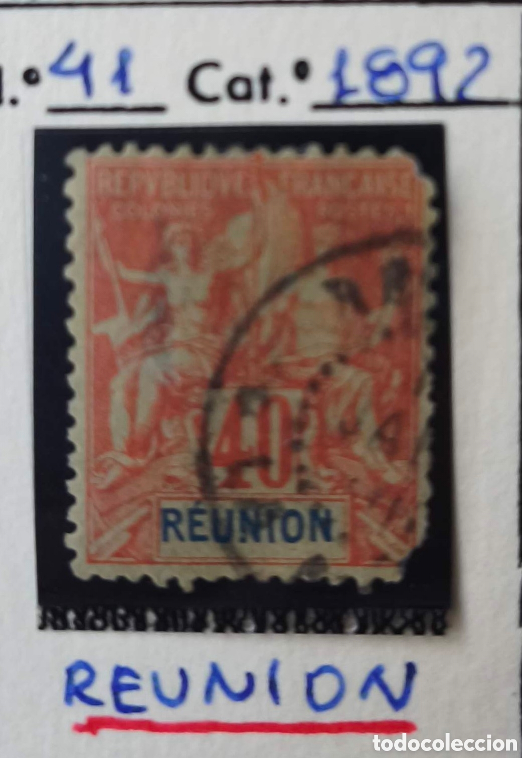 Sellos: Reuni&oacute;n. 1892. 40 c&eacute;ntimos