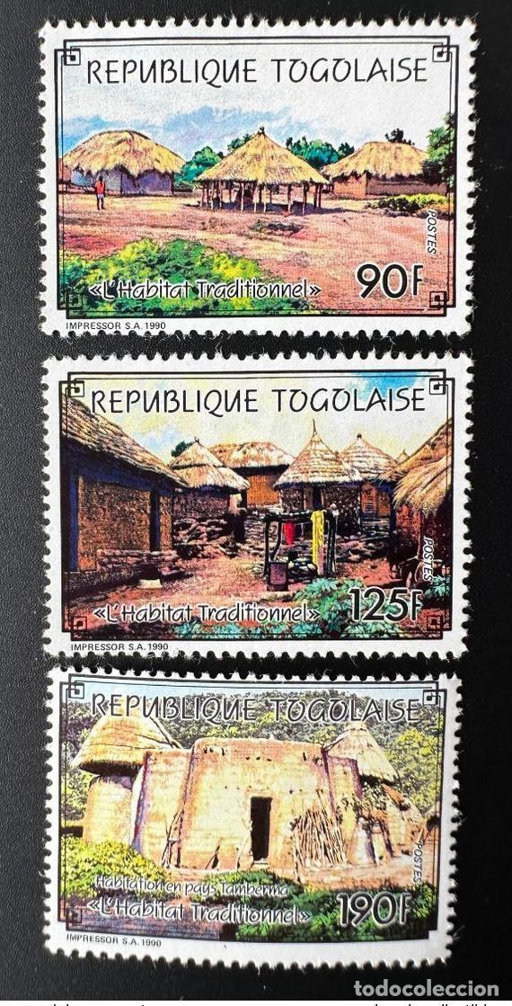 Sellos: Togo 1990 Mi. 2183 - 2185 Vivienda tradicional Arquitectura de asentamientos Siedlung