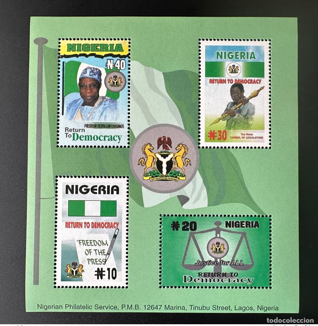Sellos: Nigeria 2000 millas Bl. 23: Retorno a la democracia Olosegun Obasanjo Justicia