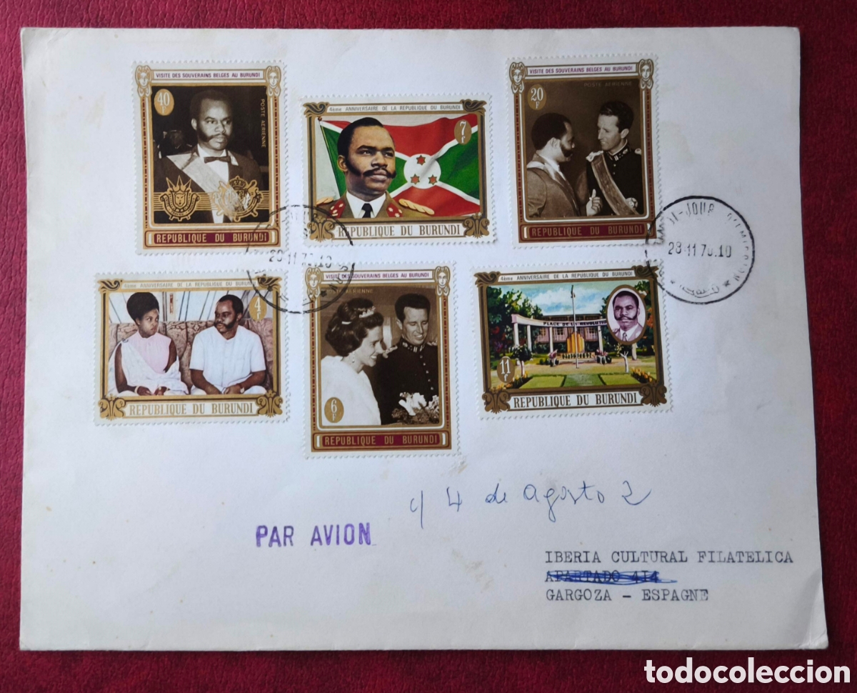 Sellos: Burundi.1970. Sobre circulado