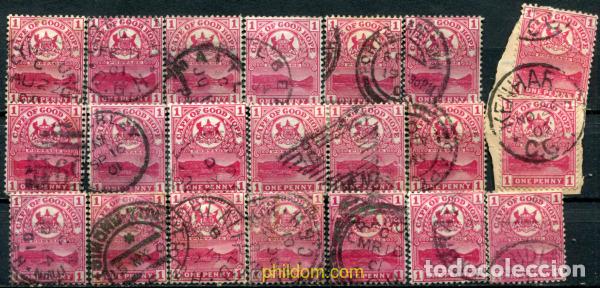 Sellos: 795097 USED CABO DE BUENA ESPERANZA 1900 MONTA&ntilde;A DE LA MESA, BAH&iacute;A DEL CABO Y ESCUDO DE ARMAS