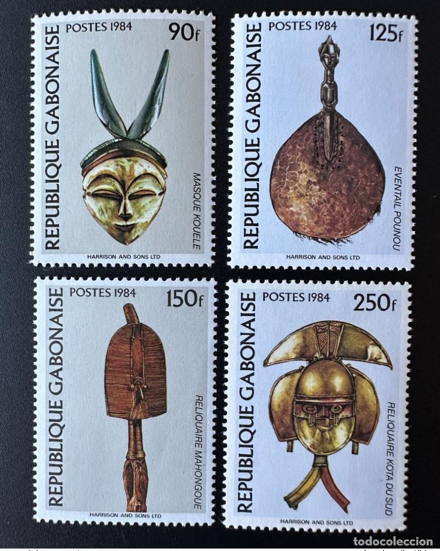 Sellos: Gab&oacute;n 1984 Mi. A-D 920 Kouele enmascara el relicario de Mahongoue Fan Pounou