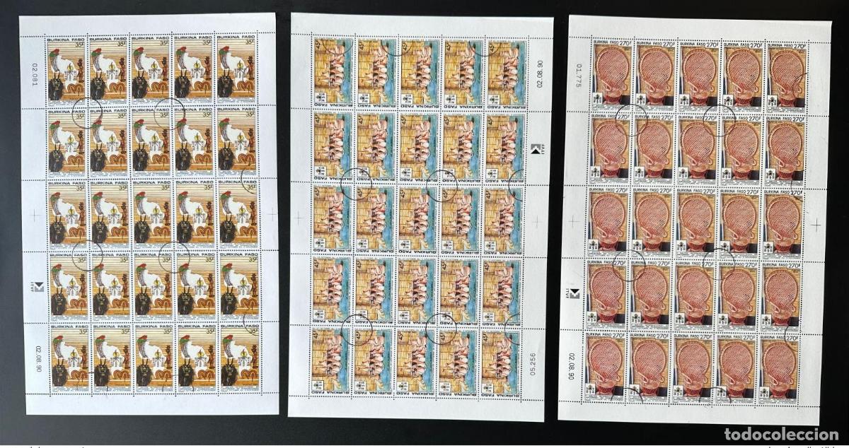 Sellos: Burkina Faso 1990 Mi. 1239 - 1241 CANCELADA Exposici&oacute;n Internacional de Uagadug&uacute;