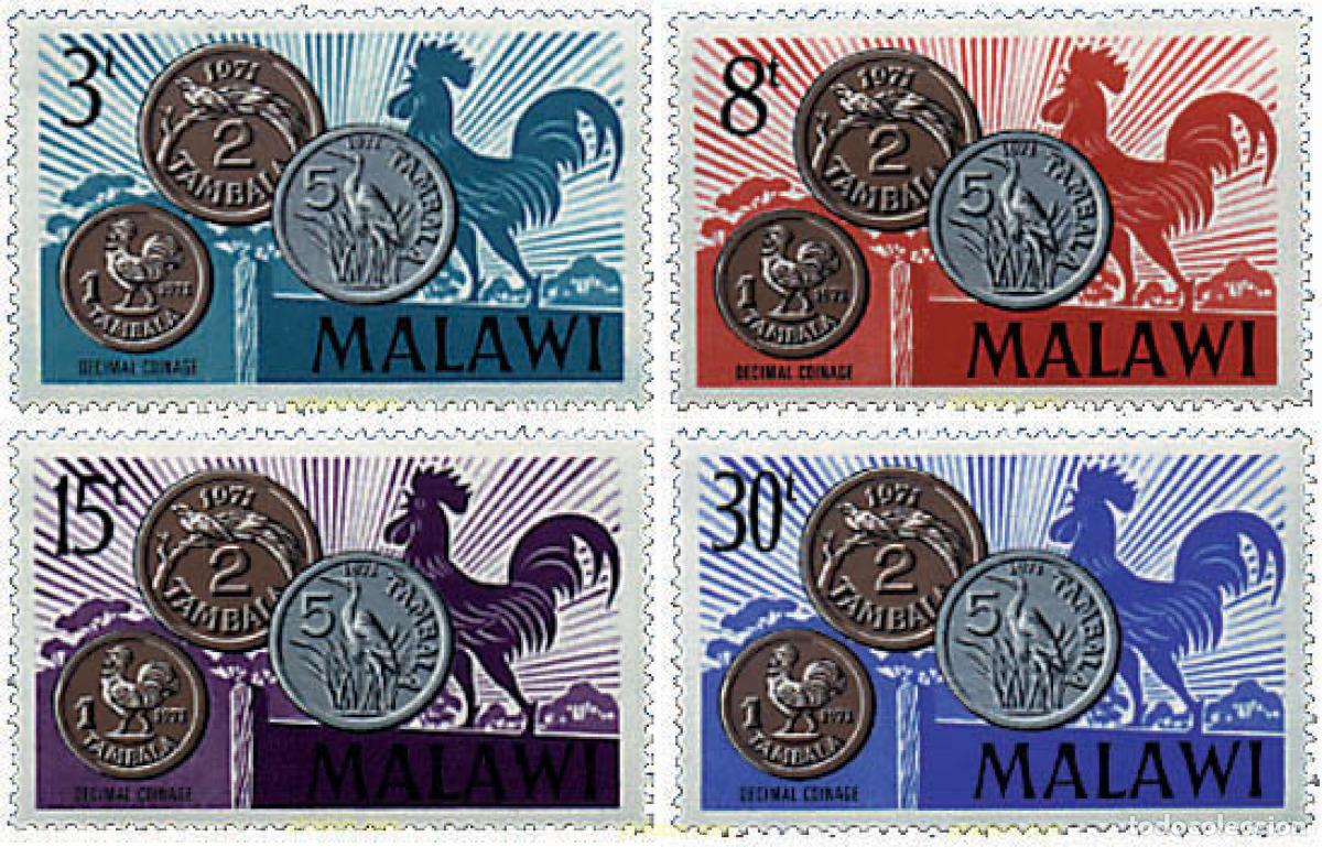 Sellos: 31603 MNH MALAWI 1971 INTRODUCCION DE LAS MONEDAS CON UNIDADES DECIMALES