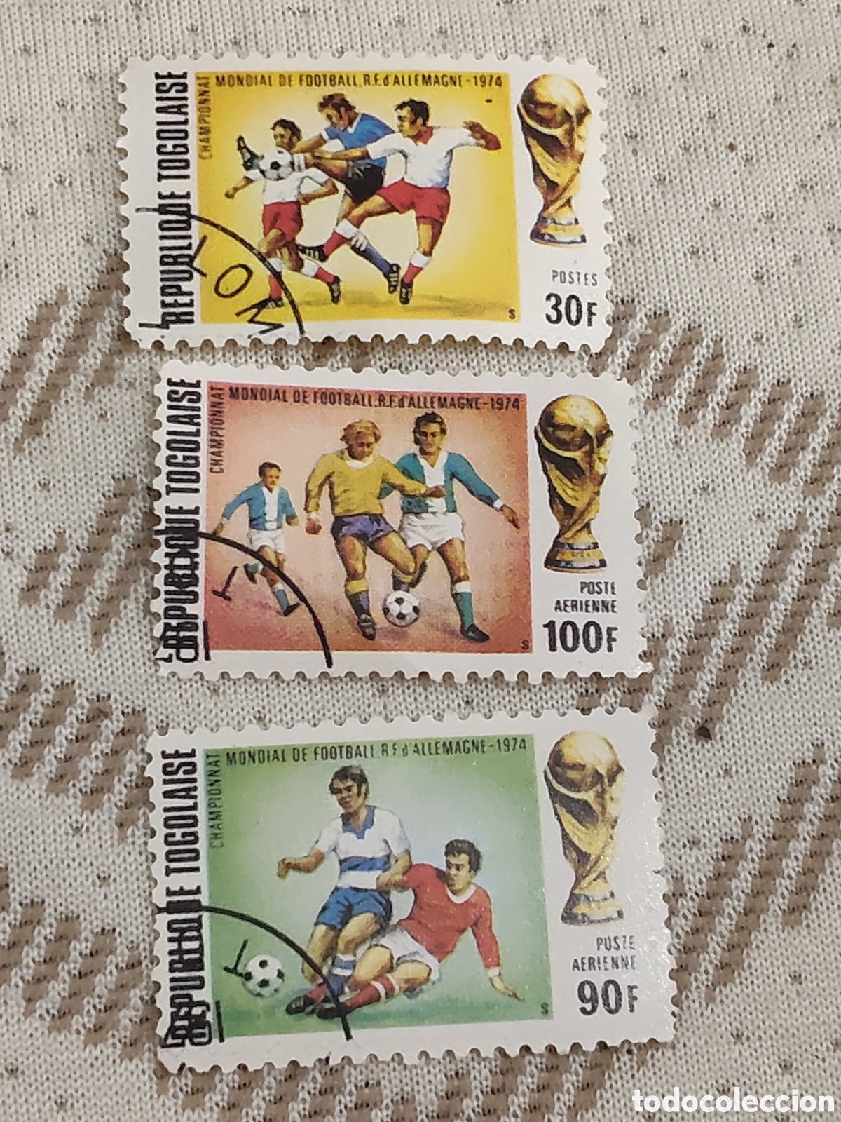 Sellos: 3 sellos de la Republica de Togo mundial de f&uacute;tbol Alemania 1974