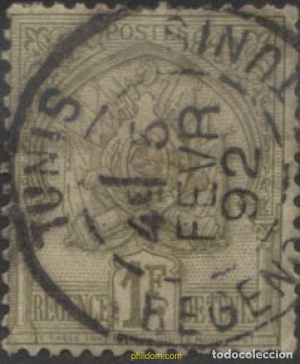 Sellos: 654199 USED TUNEZ 1888 FONDO PUNTEAO, CRIFRAS