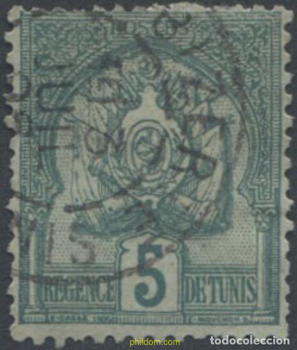 Sellos: 654189 USED TUNEZ 1888 FONDO PUNTEAO, CRIFRAS