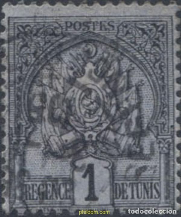 Sellos: 654186 USED TUNEZ 1888 FONDO PUNTEAO, CRIFRAS