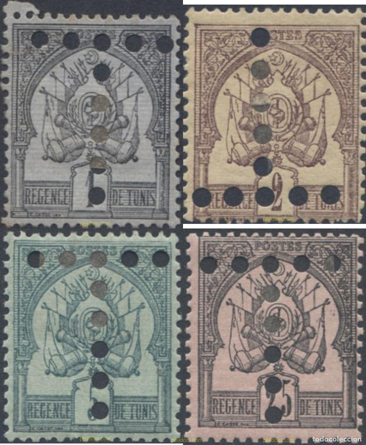 Sellos: 654387 HINGED TUNEZ 1888 SELLOS POSTALES PERFORADOS EN T