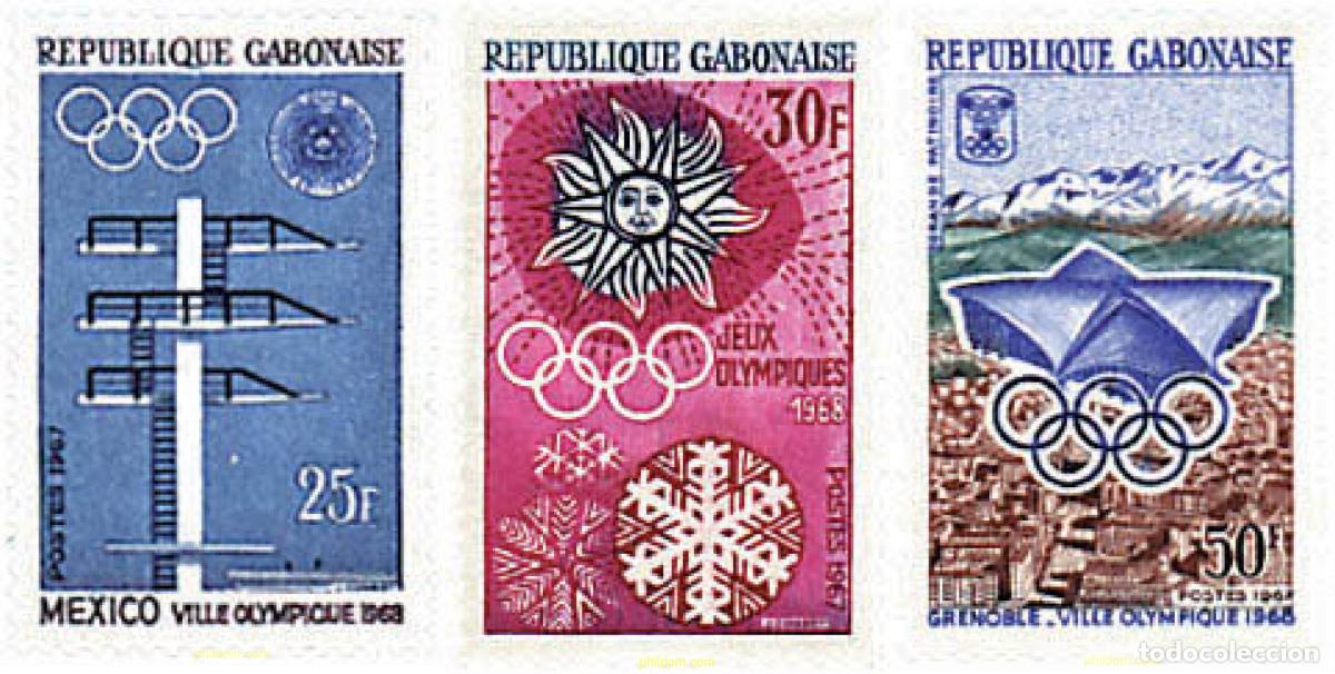 Sellos: 72883 MNH GABON 1967 19 JUEGOS OLIMPICOS VERANO MEXICO 1968 - 10 JUEGOS OLIMPICOS INVIERNO GRENOBLE