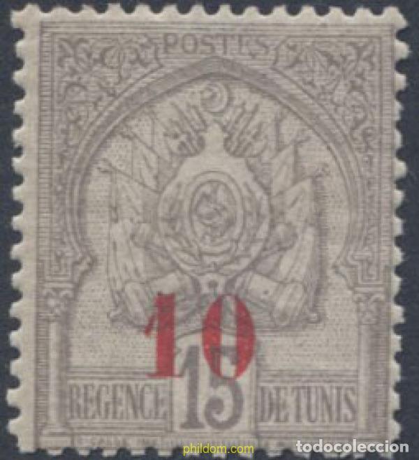 Sellos: 654298 MNH TUNEZ 1908 SELLOS DE 1888-99 SOBRECARGADOS