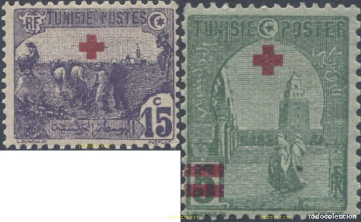 Sellos: 654304 MNH TUNEZ 1915 EMISION A BENEFICIO DE LA CRUZ-ROJA. SELLOS DEL 1906/1920 SOBRECARGADOS
