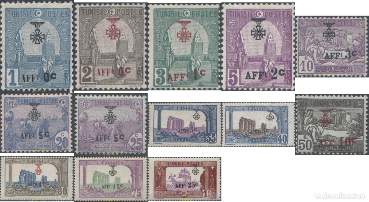 Sellos: 654332 MNH TUNEZ 1923 SELLOS DEL 1906-22 SOBRECARGADOS
