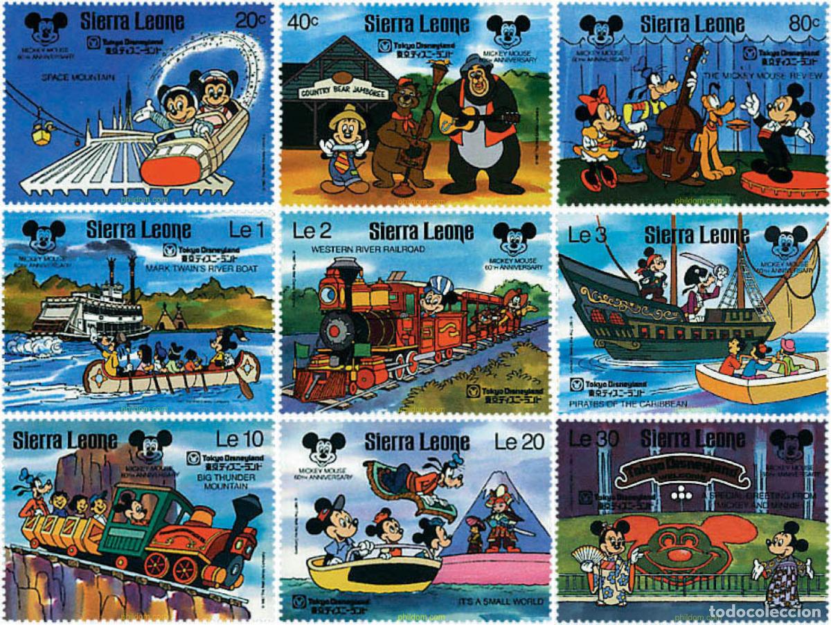 Sellos: 58876 MNH SIERRA LEONA 1987 DISNEYLAND EN TOKYO. 60 ANIVERSARIO DE MICKEY