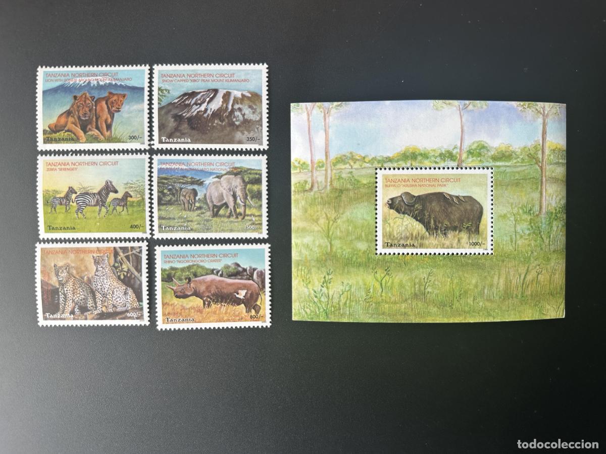 Sellos: Tanzania 2004 Mi. 4137 - 4142 Bl. 554 Vida silvestre africana Leones elefantes cebras