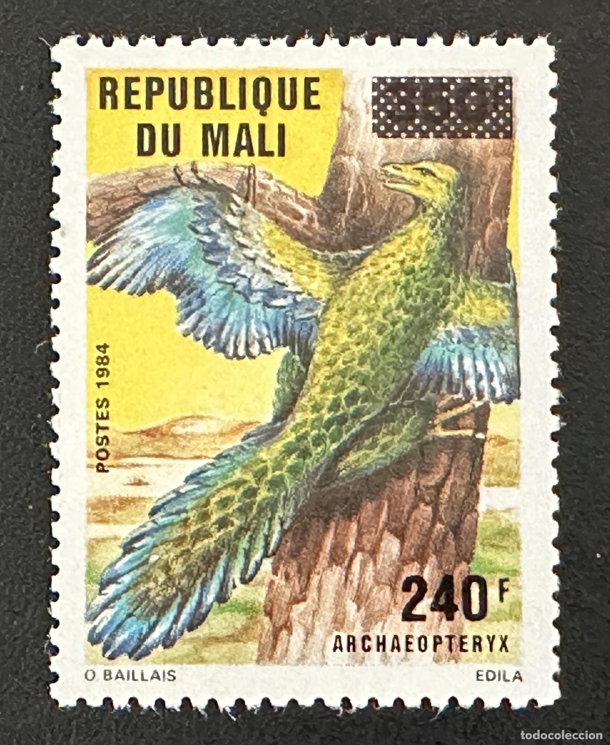 Sellos: Mali 1992 Mi. 1159 sobrecargado Archaeopteryx dinosaurio prehistoria