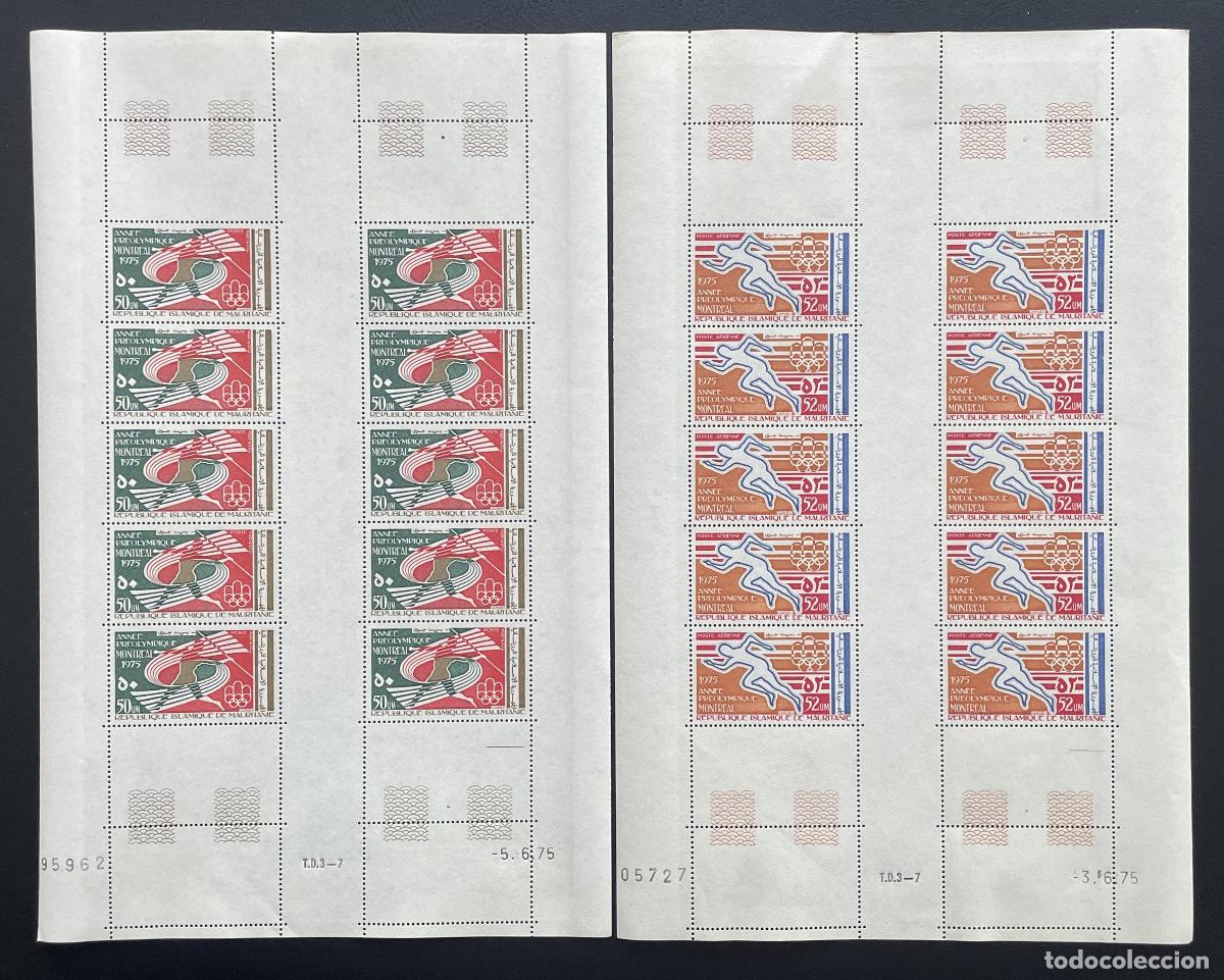 Sellos: Mauritania 1975 YT PA 159-160 tabl&oacute;n preol&iacute;mpico Montreal 1976 Juegos Ol&iacute;mpicos
