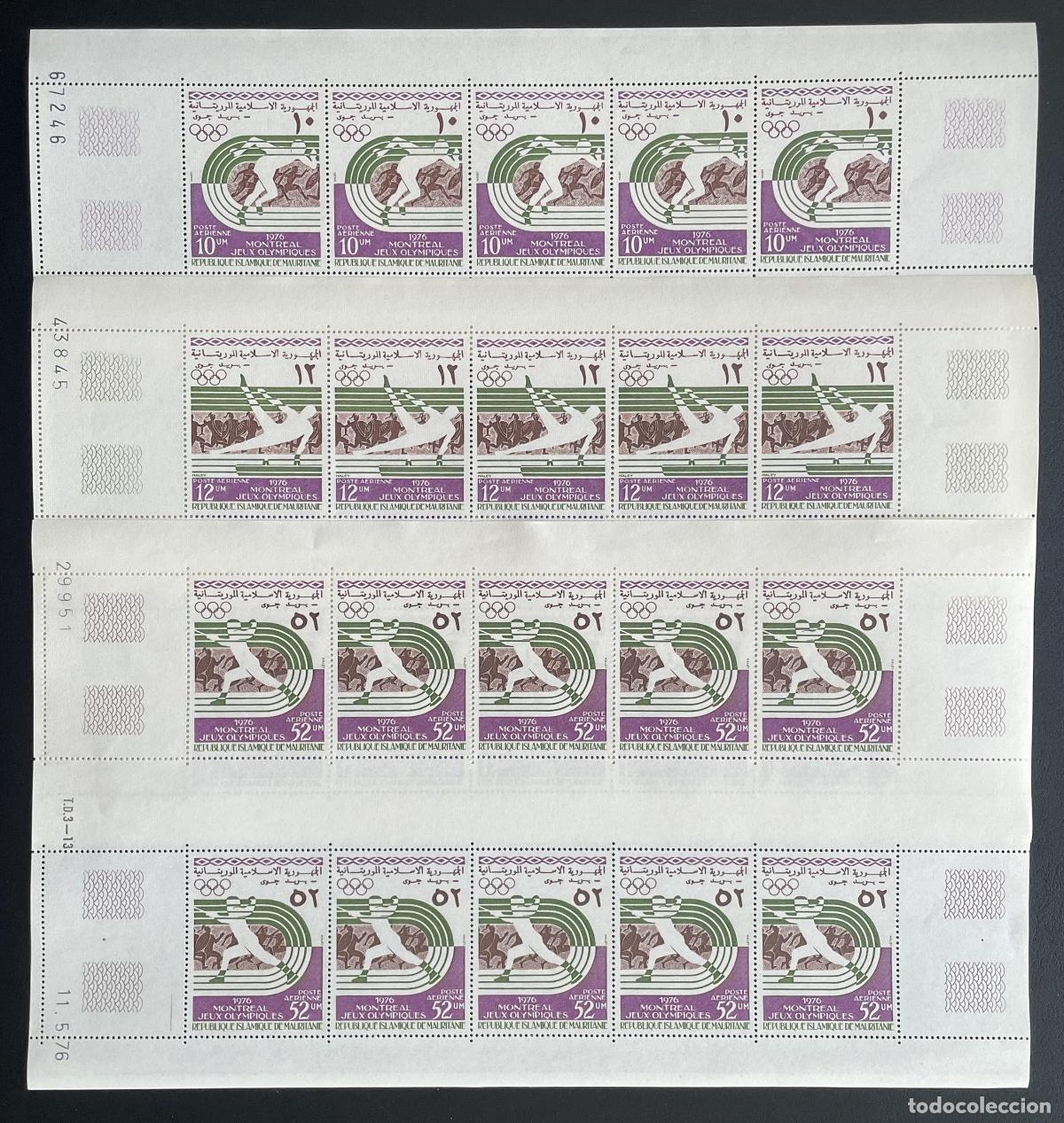 Sellos: Mauritania 1976 YT PA 167-169 bloque Juegos Ol&iacute;mpicos Montreal