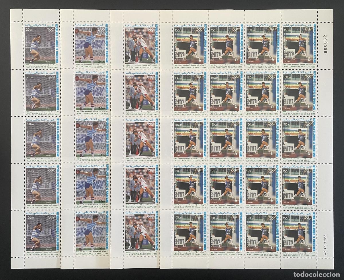 Sellos: Mauritania 1988 YT PA 259-262 bloque Juegos Ol&iacute;mpicos Se&uacute;l deporte