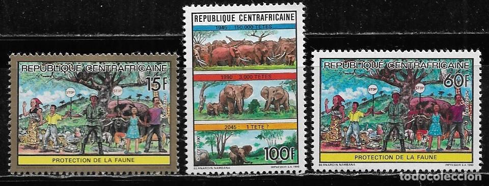 Sellos: CENTROAFRICANA 1991, Ivert 850/52 - PROTECCI&Oacute;N A LA FAUNA. MNH.