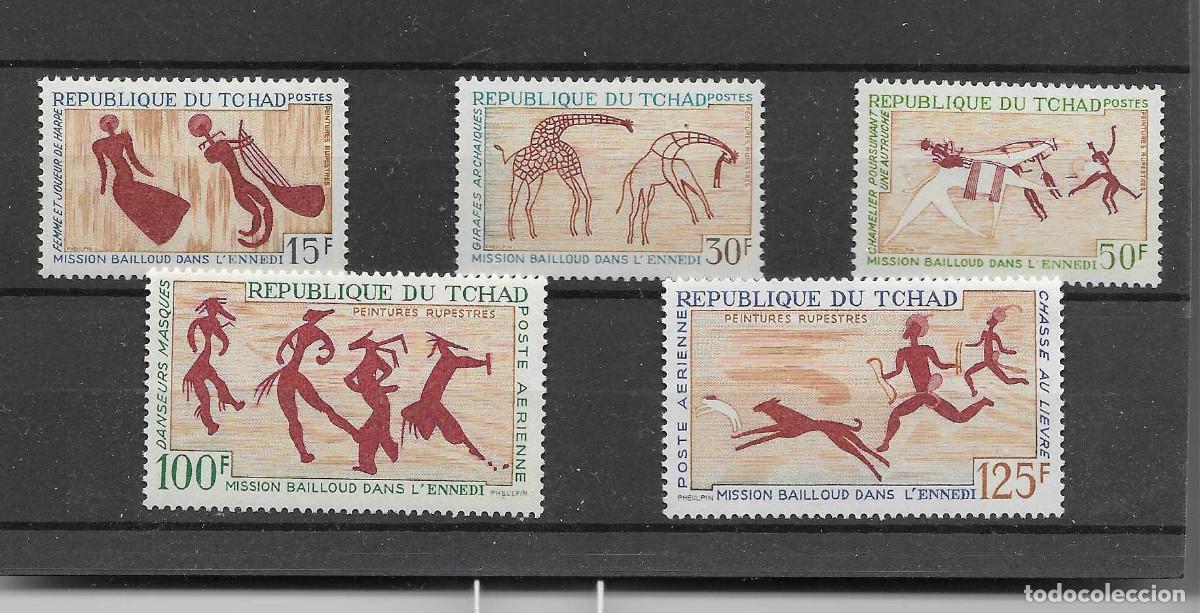 Sellos: Seriescompletas a&eacute;rea y normal de Tchad de 1967. Pinturas rupestres