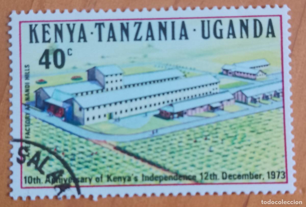 Sellos: KENYA-TANZANIA-UGANDA - 40 C - 10 ANIVERSARIO DE LA INDEPENDENCIA 1973 - VER DESCRIPCI&Oacute;N