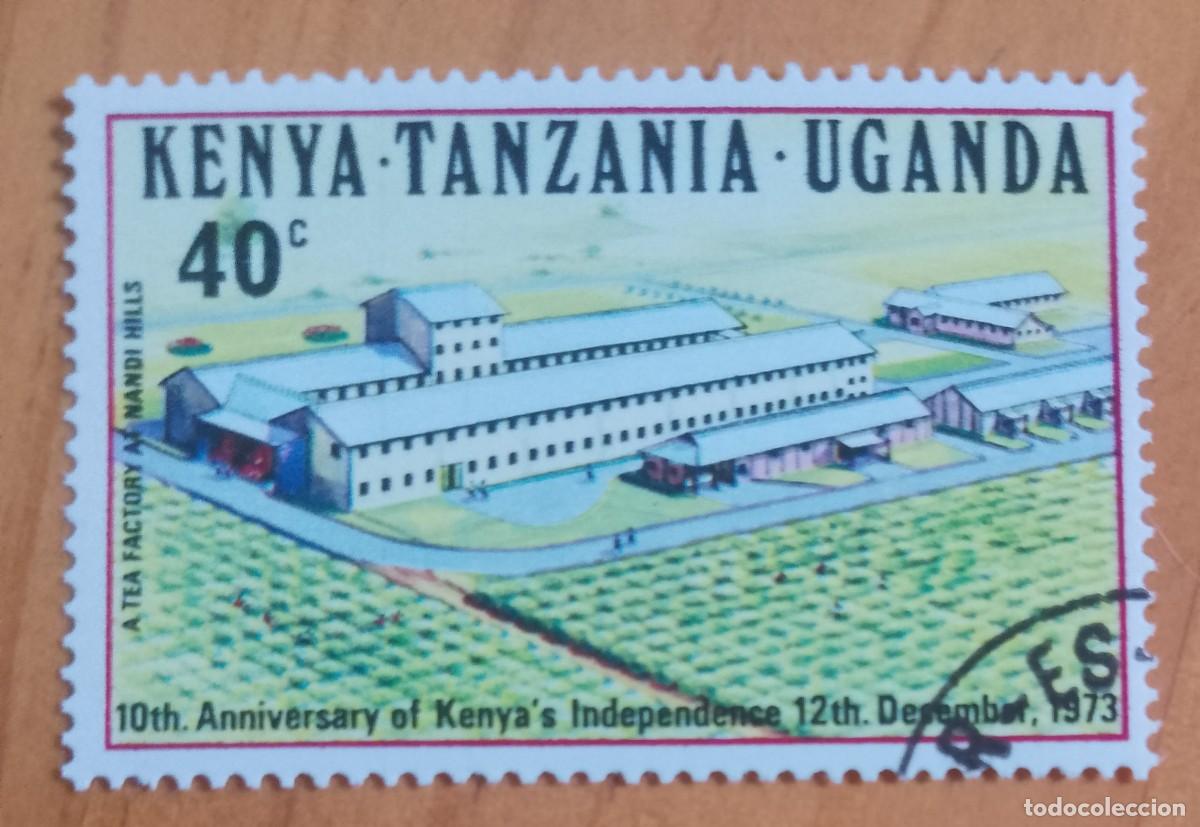 Sellos: KENYA-TANZANIA-UGANDA - 40 C - 10 ANIVERSARIO DE LA INDEPENDENCIA 1973 - VER DESCRIPCI&Oacute;N