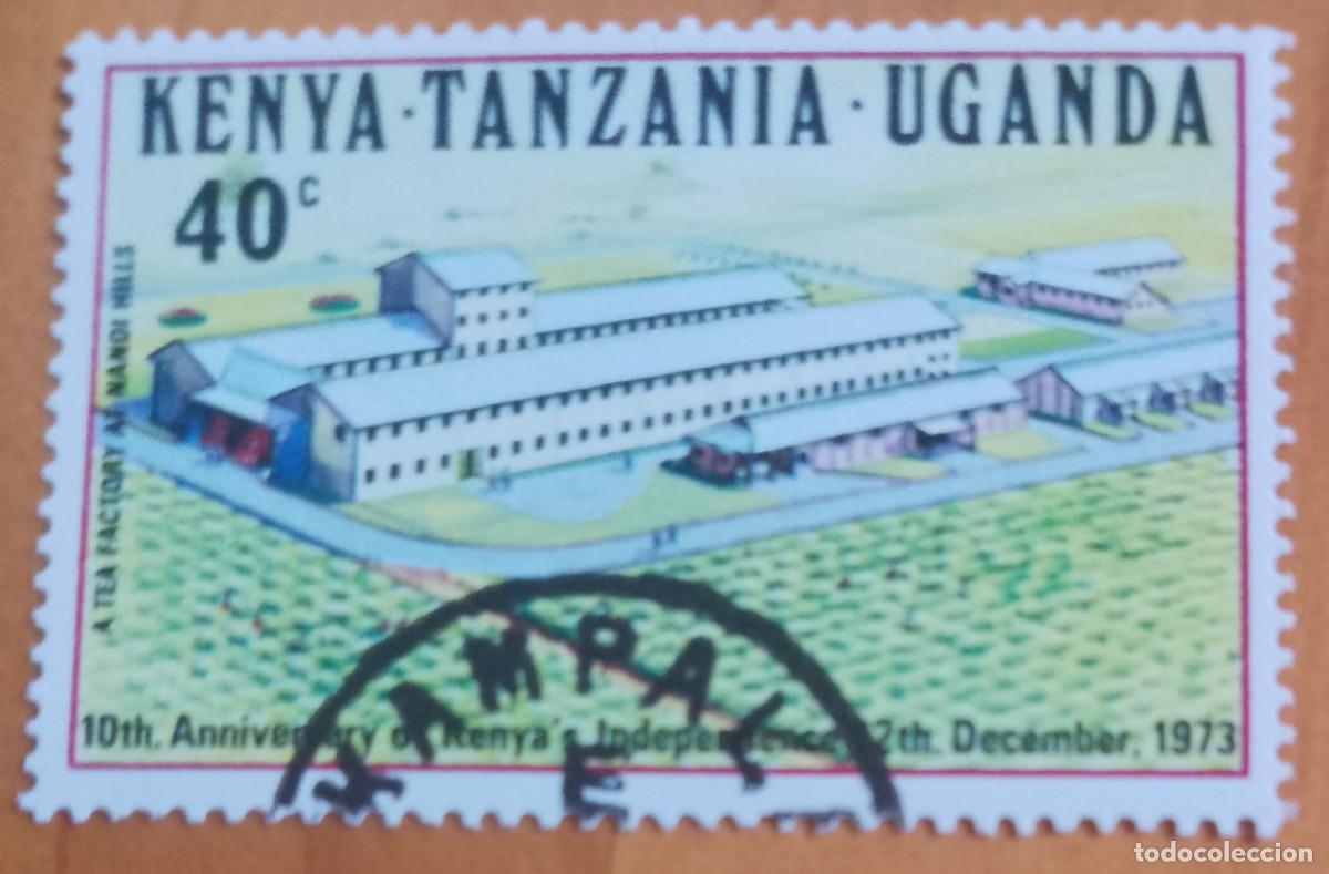 Sellos: KENYA-TANZANIA-UGANDA - 40 C - 10 ANIVERSARIO DE LA INDEPENDENCIA 1973 - VER DESCRIPCI&Oacute;N