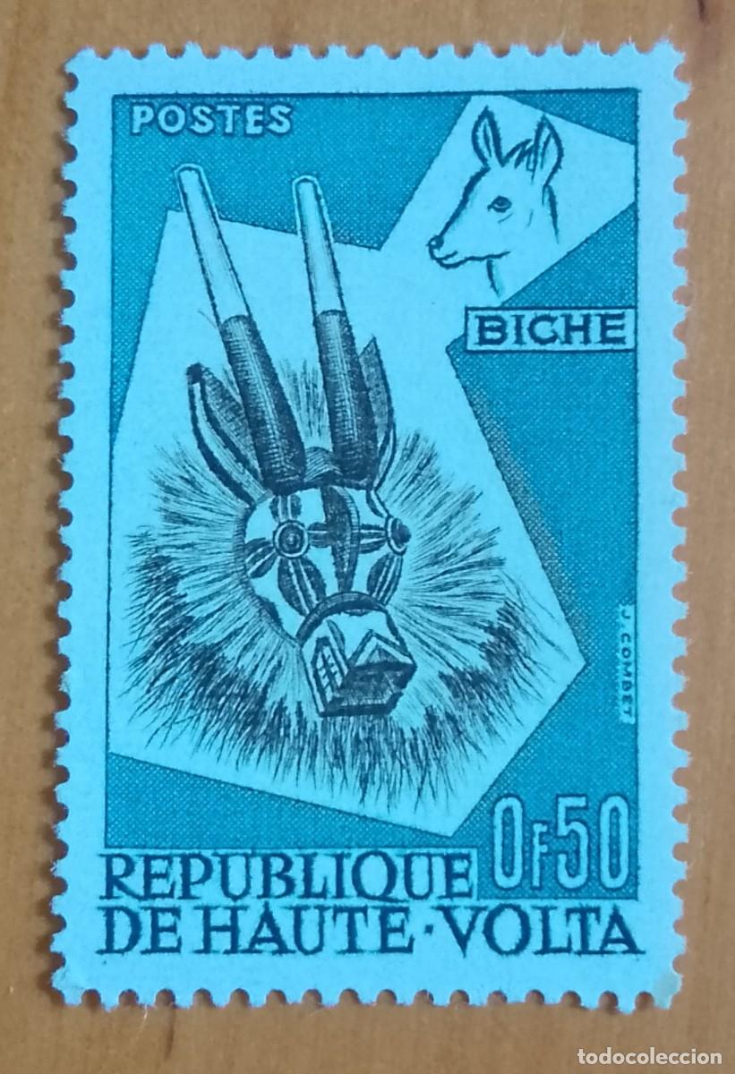 Sellos: ALTO VOLTA - 0,50 F - A&Ntilde;O 1971 - BICHE, CIERVA, M&Aacute;SCARA DE ANIMAL - VER DESCRIPCI&Oacute;N