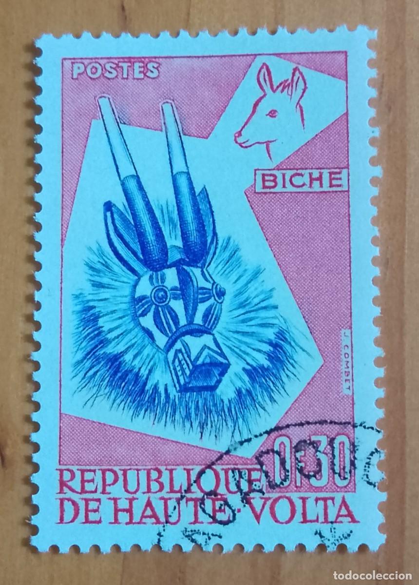 Sellos: ALTO VOLTA - 0,30 F - A&Ntilde;O 1971 - BICHE, CIERVA, M&Aacute;SCARA DE ANIMAL - VER DESCRIPCI&Oacute;N