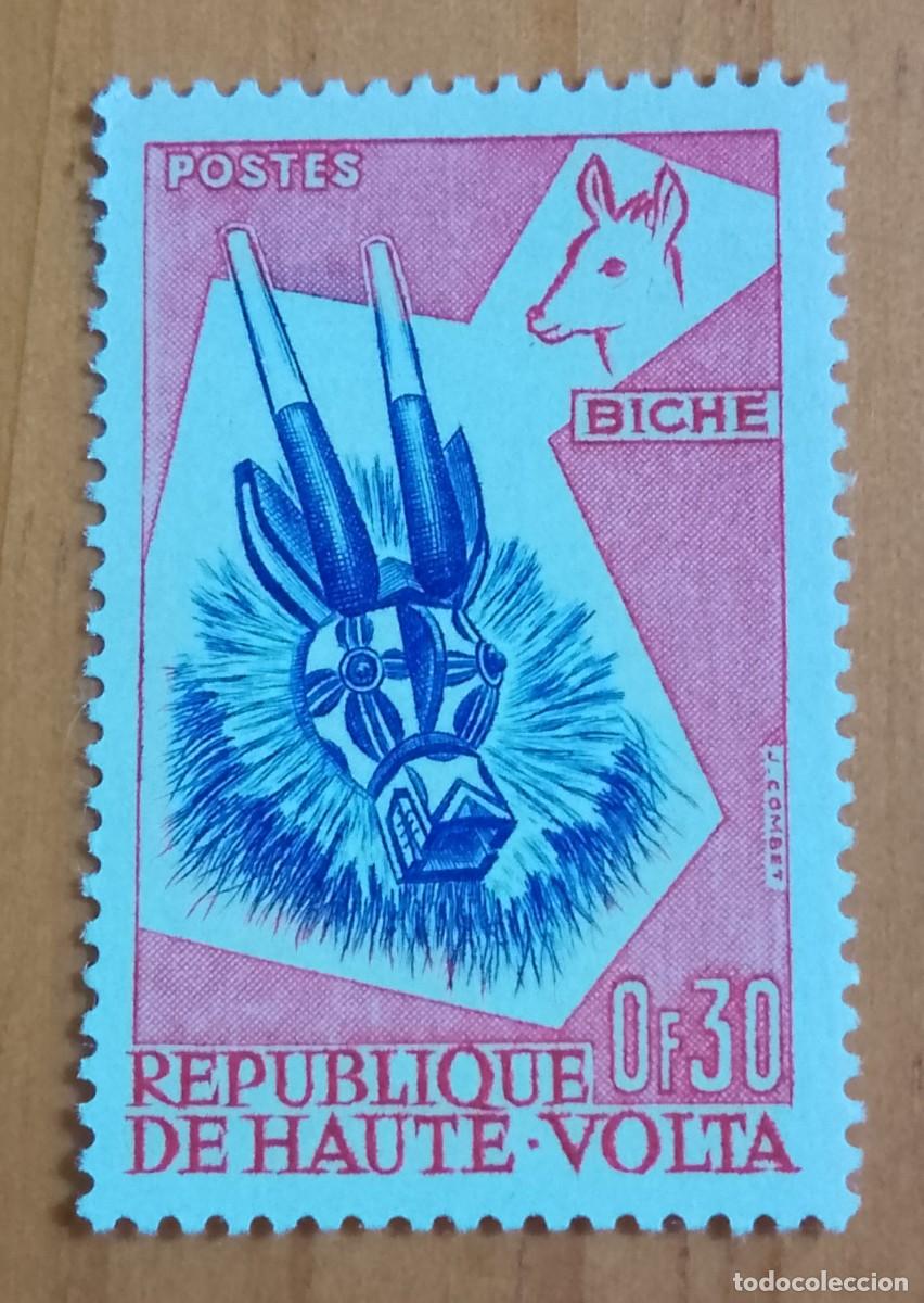 Sellos: ALTO VOLTA - 0,30 F - A&Ntilde;O 1971 - BICHE, CIERVA, M&Aacute;SCARA DE ANIMAL - VER DESCRIPCI&Oacute;N