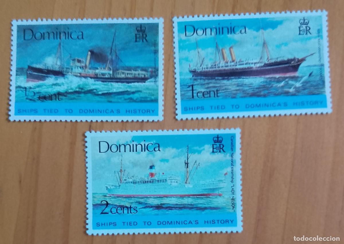 Sellos: DOMINICA - LOTE TRES SELLOS NUEOS DE BARCOS - VER DESCRIPCI&Oacute;N