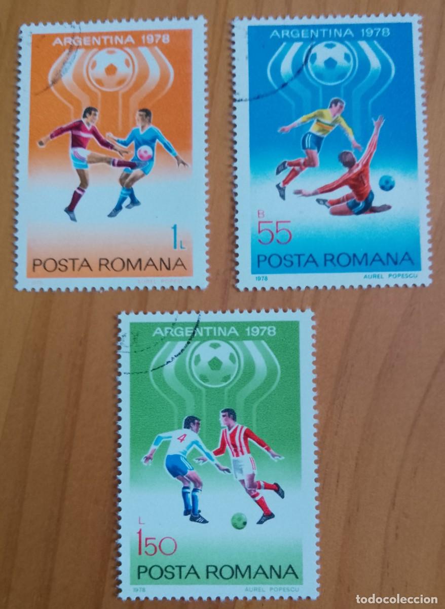 Sellos: RUMANIA - LOTE 3 SELLOS, DEPORTES, COPA FUTBOL ARGENTINA 1978 - VER DESCRIPCI&Oacute;N