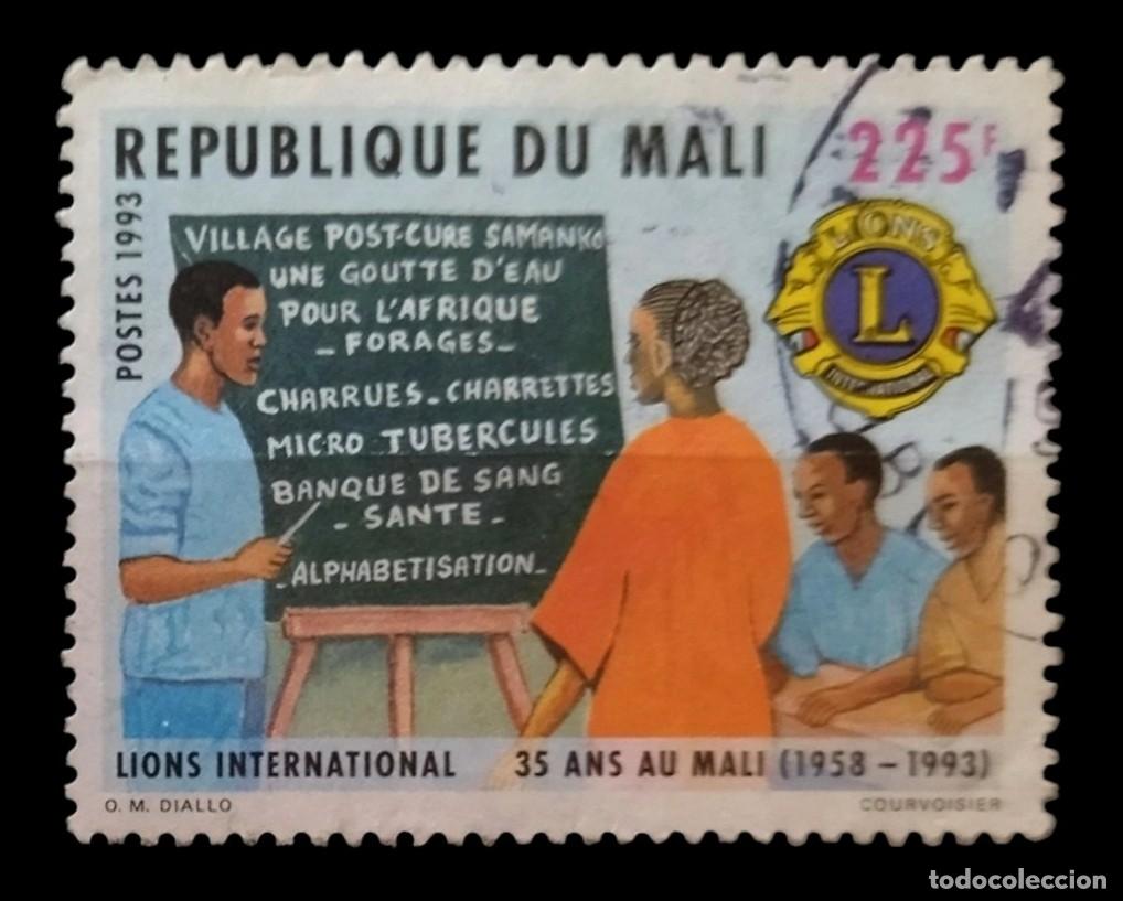 Sellos: MAL&Iacute; 1993 35.&ordm; aniversario de Lions International en Mal&iacute;. USADO.