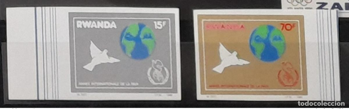 Sellos: Ruanda 1986 COB 1289 - 1292 IMPERF ND A&ntilde;o Internacional de la Paz Colombia
