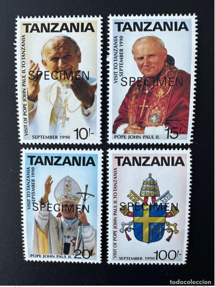Sellos: Tanzania 1990 Mi. 694 - 697 ESP&Eacute;CIMEN Papa Juan Pablo II