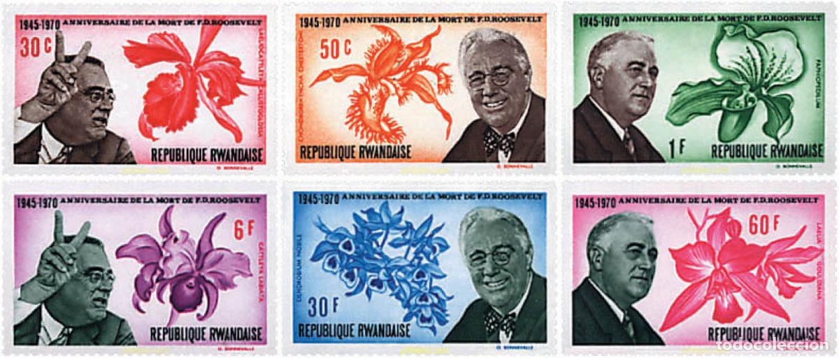 Sellos: 796306 MNH RUANDA 1970 25 ANIVERSARIO DE LA MUERTE DE F. D. ROOSEVELT