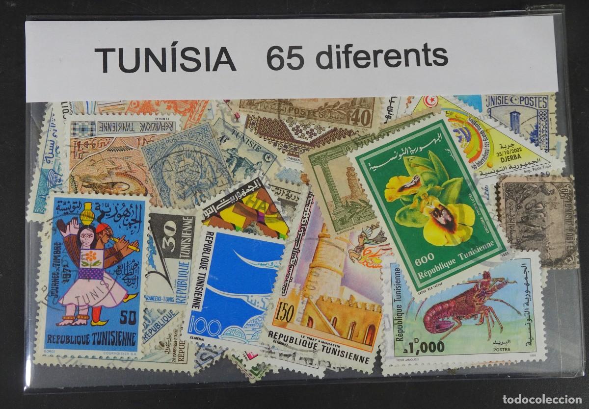 Stamps: LOTE DE 65 SELLOS T&Uacute;NEZ , USADOS, DIFERENTES, VER FOTOS
