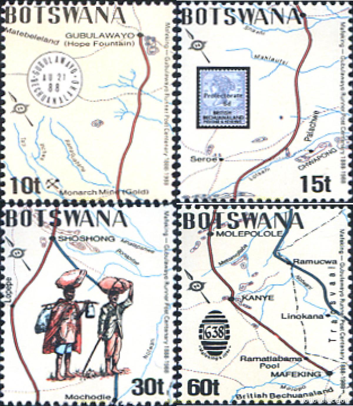Sellos: 160107 MNH BOTSWANA 1988 100 ANIVERSARIO DEL CORREO POR MENSAJEROS A PIE