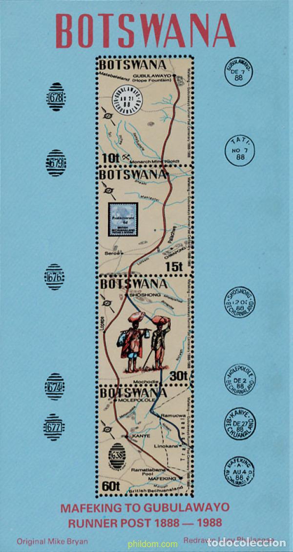 Sellos: 160108 MNH BOTSWANA 1988 100 ANIVERSARIO DEL CORREO A PIE