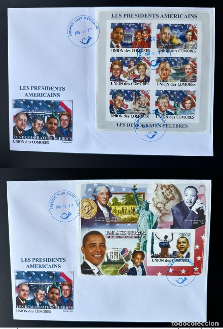 Sellos: Comoras 2008 FDC IMPERF USA Kennedy George Washington Mi. I-VI Bl. I No publicado